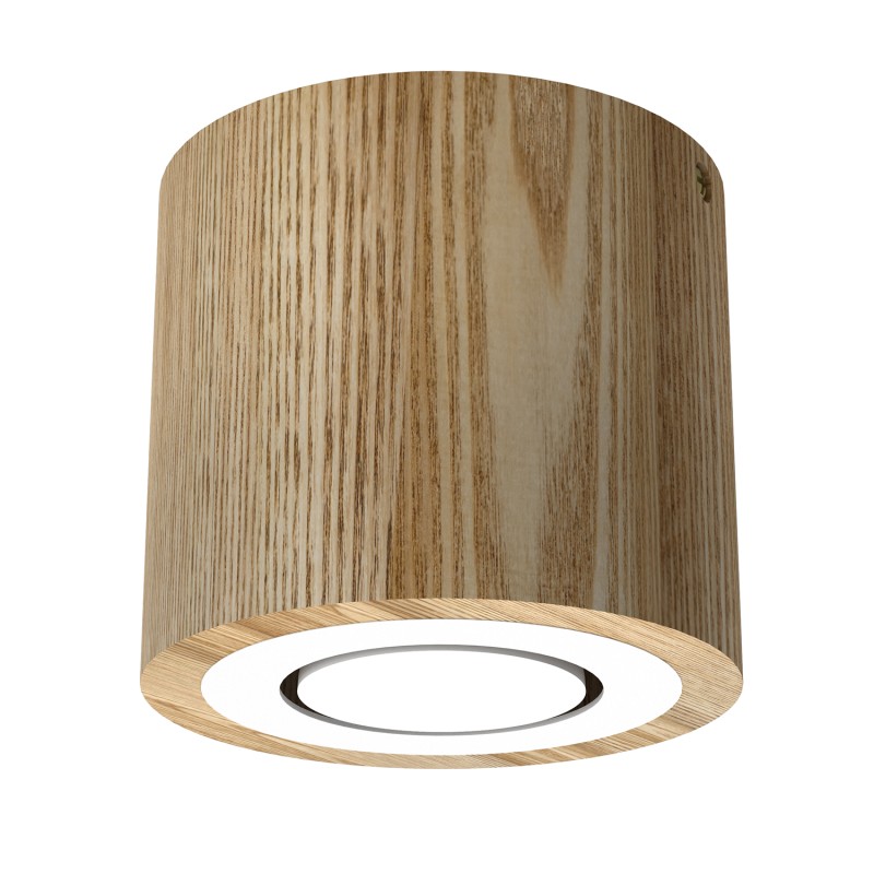 Downlight drewno + metalowy ring w kolorze białym 1xGU10 9744