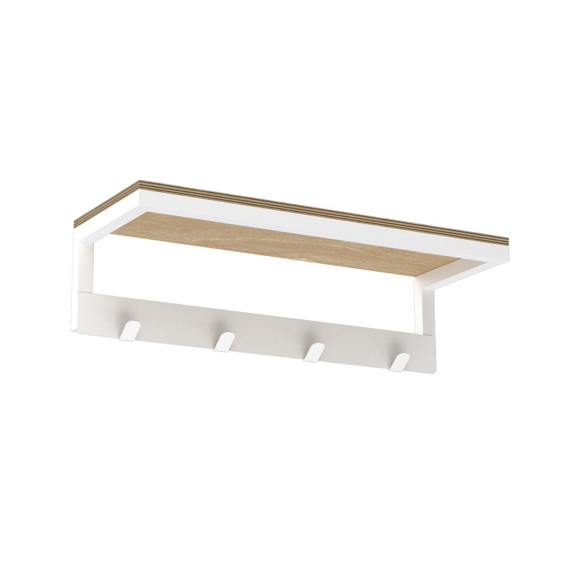 wall towel hanger 40 cm with plywood shelf - multiple - 4 rack, white 9861
