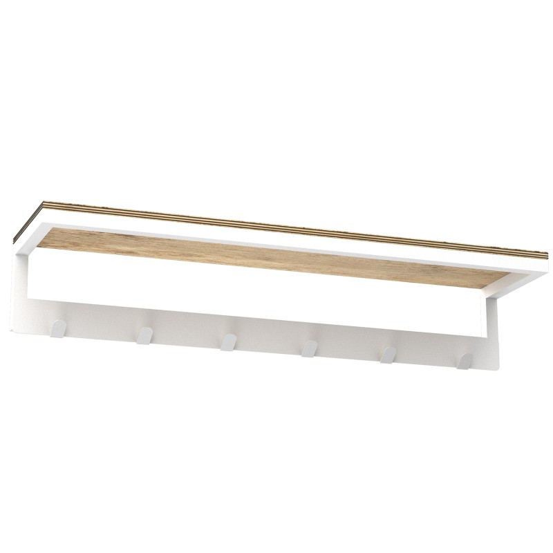 wall towel hanger 60 cm with plywood shelf - multiple - 6 rack, white 9863