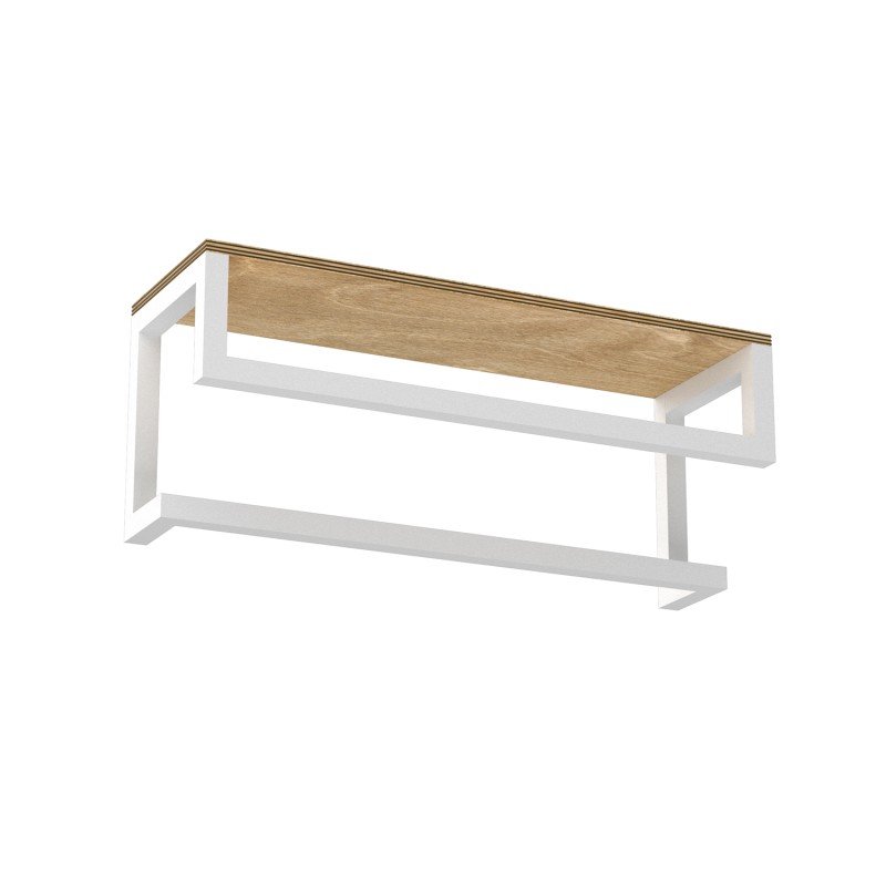 wall towel hanger 40 cm with plywood shelf, white 9865