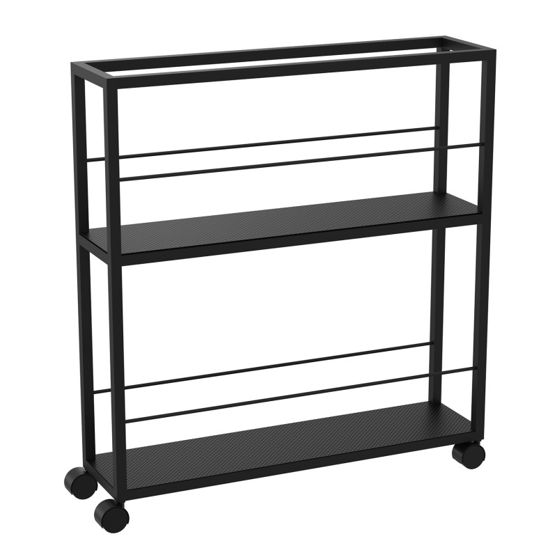 slim bathroom storage trolley, black 9882