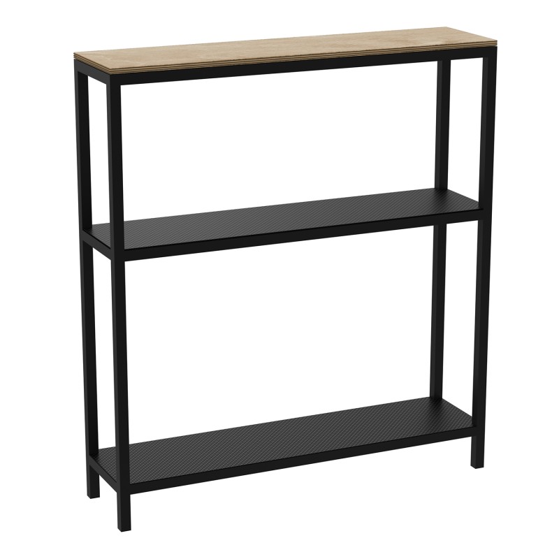 3-tiered console with plywood top, black 9883