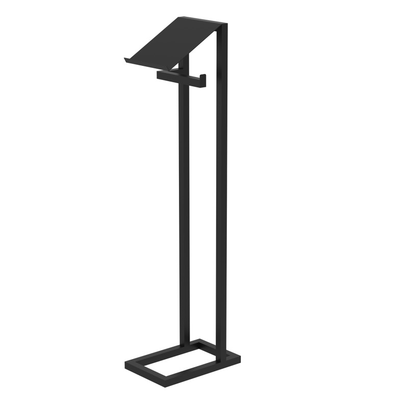 floor stand with toilet paper dispenser and tray, black 9885