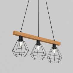 żyrandol  (basket 185mm) black/wood 3 4103