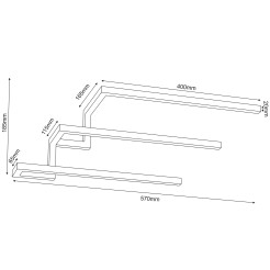 wall towel hanger 58 cm - tripple, black 9876