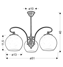 ORBIT LAMPA WISZĄCA 3X60W E27 PATYNOWA MIEDŹ 33-69351