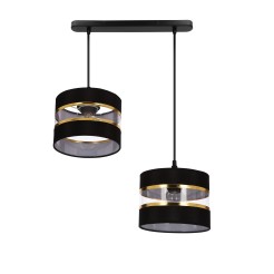 PANDY lampa wisząca czarny 2x40W E27 abażur czarny+złoty 32-37589