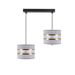 PANDY lampa wisząca czarny 2x40W E27 abażur szary+złoty 32-37633