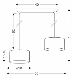 PANDY lampa wisząca czarny 2x40W E27 abażur szary+złoty 32-37633