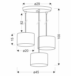 PANDY lampa wisząca czarny talerz 3x40W E27 abażur czarny+złoty 33-37602