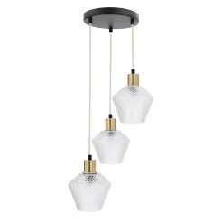 Greniko lampa wisząca talerz czarny 3x40W E14 klosz bezbarwny 33-36377