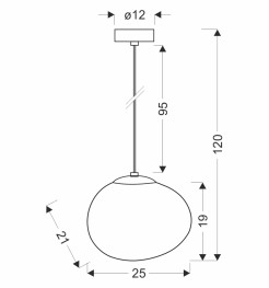 STONES lampa wisząca czarny 25cm 1x40W E27 klosz biały 31-35134