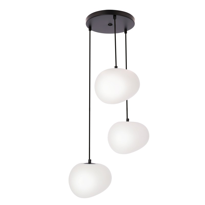 STONES lampa wisząca talerz czarny 20cm 3x40W E27 klosz biały 33-35172
