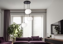STONES lampa wisząca talerz czarny 20cm 3x40W E27 klosz biały 33-35172