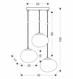 STONES lampa wisząca talerz czarny 20cm 3x40W E27 klosz biały 33-35172