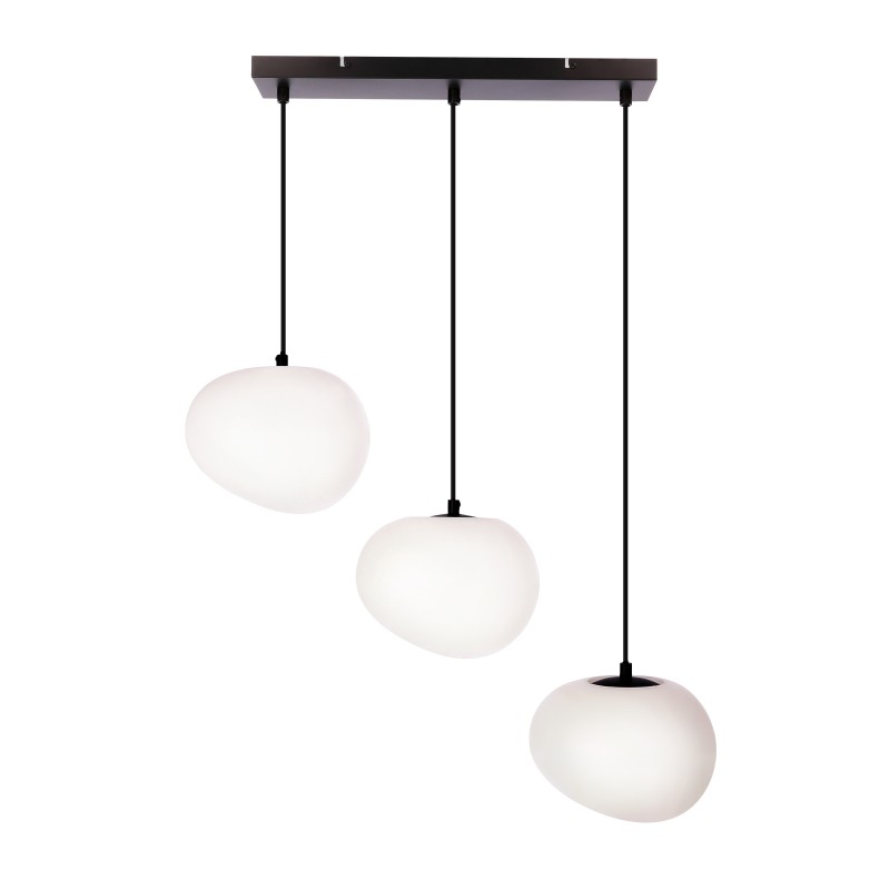 STONES lampa wisząca czarny 20cm 3x40W E27 klosz biały 33-35158