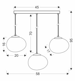 STONES lampa wisząca czarny 20cm 3x40W E27 klosz biały 33-35158
