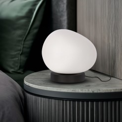 STONES lampa stołowa czarny 30cm 1x40W E27 klosz biały 41-35226