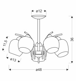 MERRA lampa wiszaca czarny 5x40W E27 klosz bursztynowy 35-35325