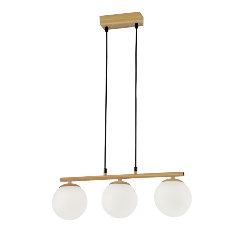 Carrine lampa wisząca drewniany 3x40W E14 klosz biały 33-37435