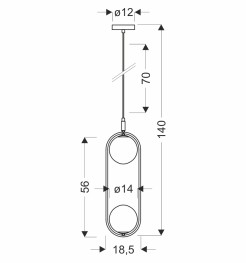 CORDEL zwis 2x28W G9 czarny, klosze grafitowe 32-44051