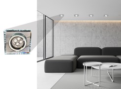 SS-22 CH/TR+WH GU10 50W+LED SMD 2 1W BIAŁY 230V CHROM oczko sufitowe  lampa sufitowa. STROP. STAŁA KWADRATOWA SZKŁO TRANSPARENTNE 2226927
