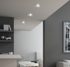 SS-22 CH/TR+WH GU10 50W+LED SMD 2 1W BIAŁY 230V CHROM oczko sufitowe  lampa sufitowa. STROP. STAŁA KWADRATOWA SZKŁO TRANSPARENTNE 2226927