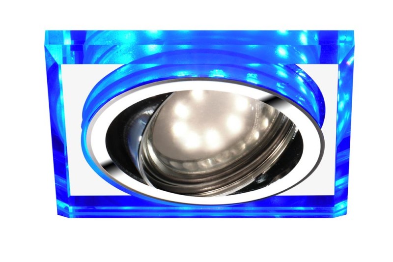 SSU-22 CH/TR+BL GU10 50W+LED SMD 2 1W NIEBIESKI 230V CHROM  oczko sufitowe  lampa sufitowa    KWADRATOWA SZKŁO TRANSPARENTNE 2263823