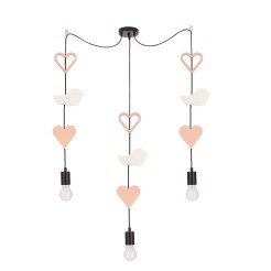 Trio hhh p lampa wisząca czarny 3x20W E27 iq kids różowy+biały 33-28488