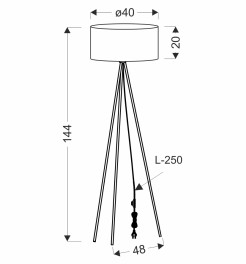SHANTI lampa pod³ogowa czarny 1x40W E27 aba¿ur jasny wrzosowy 51-38715