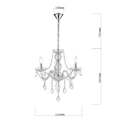 Lampa wisząca Cristallo srebrna 3xE14 LP-2940/3P