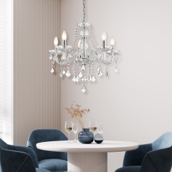 Lampa wisząca Cristallo srebrna 5xE14 LP-2940/5P