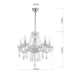 Lampa wisząca Cristallo srebrna 5xE14 LP-2940/5P