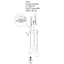 Lampa wisząca Solin 3 szara 3xE27 LP-181/3P GR