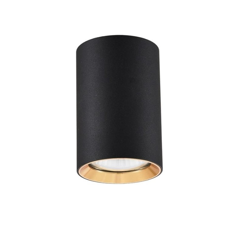 Tuba natynkowa Manacor 9 cm czarno - złota 1xGU10 LP-232/1D - 90 BK/GD