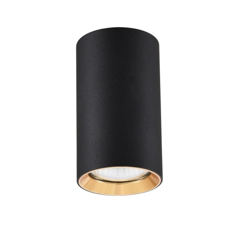 Tuba natynkowa Manacor 13 cm czarno - złote 1xGU10 LP-232/1D - 130 BK/GD
