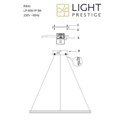 Lampa wisząca Ring 40 cm czarna LED LP-909/1P 4S BK