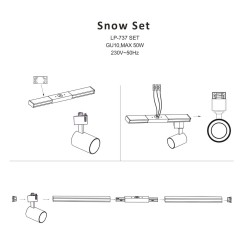 Zestaw oświetlenia szynowego Snow SET 1F biały 4xGU10 LP-737 WH SET