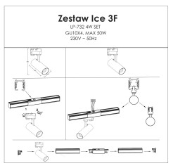 Reflektor do szynoprzewodów Ice 1F czarny 1xGU10 LP-732/1R 3W BK