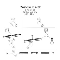 Zestaw oświetlenia szynowego Ice SET 3F biały 4xGU10 LP-732 4W WH SET