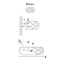 Kinkiet Reus czarny 1xE27 LP-8069/1W BK