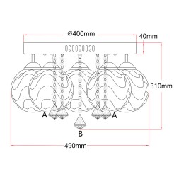 Ozdobny plafon Sada srebrny 5xE14 plus LED LP-119/5C
