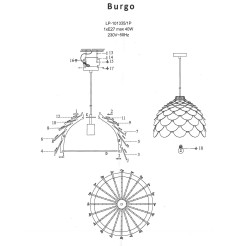 Lampa wisząca Burgo duża drewniana 1xE27 LP-101335/1P L