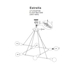 Estrella 6 wisząca czarna LP-075/6P BK