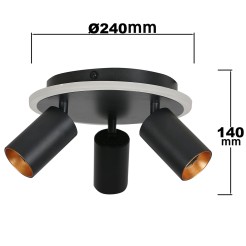 Plafon Parma 3 okrągły czarny 3xGU10 LED CCT LP-0612/3C Round BK