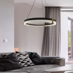 Lampa wisząca Plum Triangle 60 cm czarno-transparentna LED CCT LP-0407/1P M BK Triangle