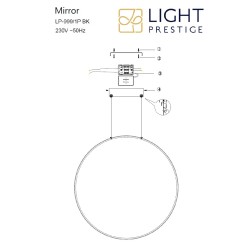 Lampa wisząca Mirror S czarna IP44 LED CCT LP-999/1P S BK CCT