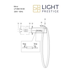 Kinkiet Mirror L czarny IP44 LED CCT LP-999/1W L BK CCT