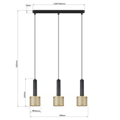Lampa wisząca Amo czarno-złota 3xE27 LP-0702/3L GD
