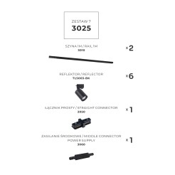 3025 ZESTAW 7 SZYNOPRZEWODY BLACK JEDNOOBWODOWY